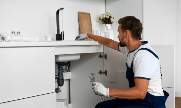 Commercial plumber in Milton GA working on a plumbing system